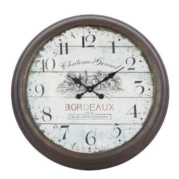 Metal Wall Clock with Bordeaux Brown - Olivia & May