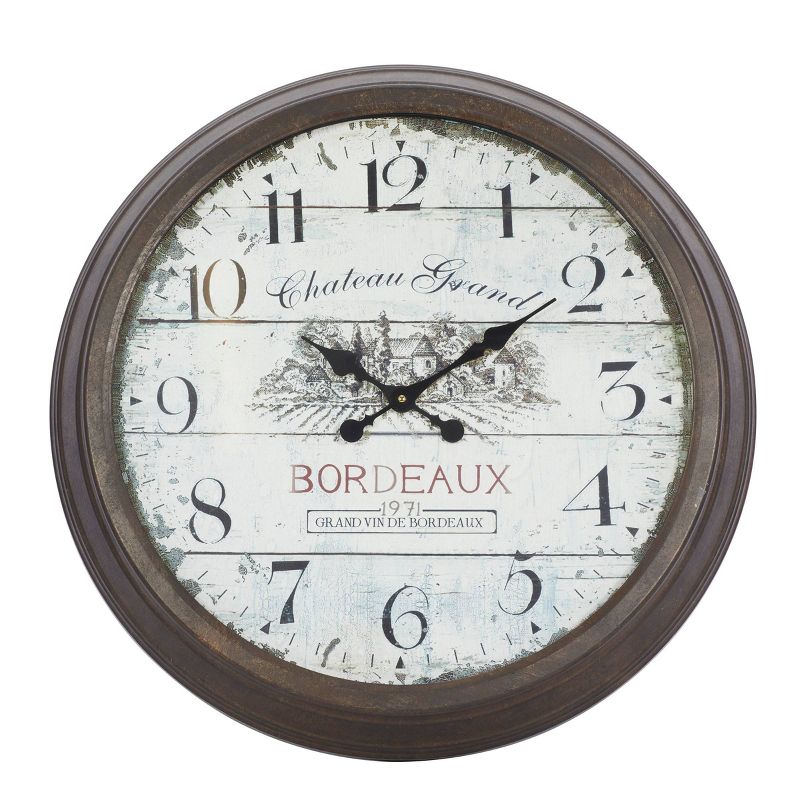 Metal Wall Clock with Bordeaux Brown - Olivia & May, 1 of 8
