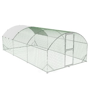 Large Metal Chicken Coop, Chicken Runs for Yard with Cover, Chicken Run with Double Door, and Tri-Supporting, Walk in Chicken Coop for Outdoor - 1 of 4