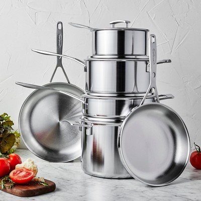 10-Piece Stainless Steel 5-Ply Cookware Set with Aluminum Core