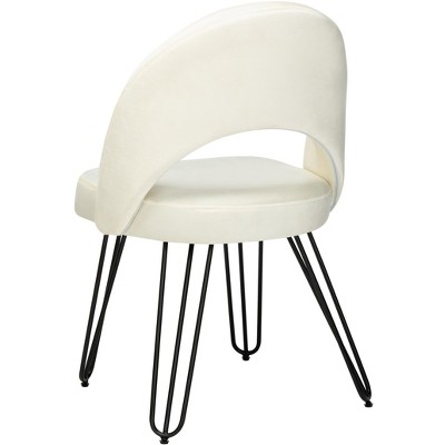 Creme Velvet & Matte Black Transitional Side Chair