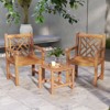 Tangkula 2 PCS Teak Wood Patio Dining Chair Outdoor Armchair w/ Slatted Seat & Solid Legs - 2 of 4