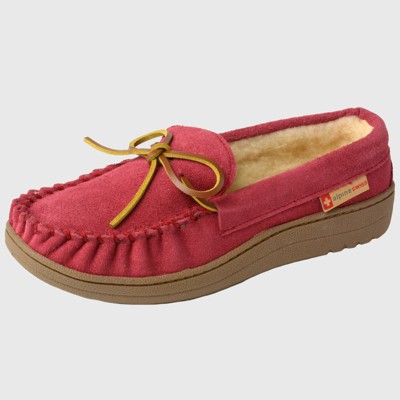 Alpine Swiss Sabine Womens Genuine Suede Shearling Slip On Moccasin Slippers