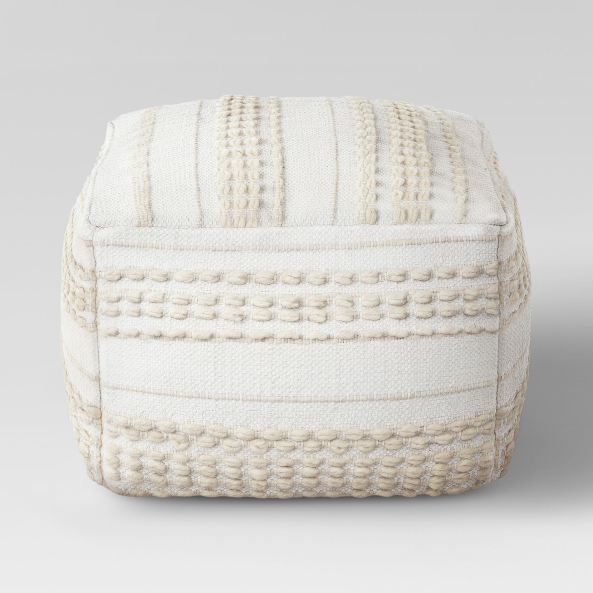 Lory Pouf Textured Neutral - Threshold™: Square Cotton Blend, Handmade, No Assembly Required