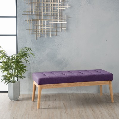 NicBex Upholstered Ottoman Wood Entryway Bench End Of Bed Bench with Wooden Legs, Button-Tufted Top for Living Room
