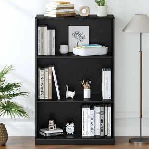 48.5" Black Practical Wood Grain Decorative Storage Cabinet Without Doors, With 4 Shelves - 1 of 4
