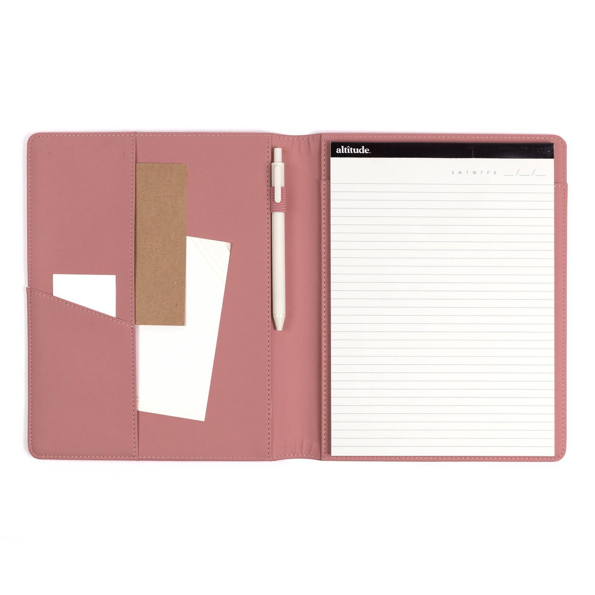 Altitude Padfolio 8.5"x10.5" Vegan Leather Mauve Pink Debossed Arch