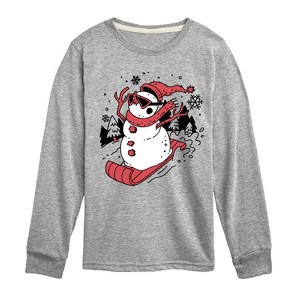 Boys' - Instant Message - Snowman Sled Christmas Long Sleeve Graphic T-Shirt - 1 of 4