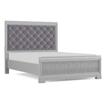 Tenaya Glam Bed with Button Tufted Headboard Silver - HOMES: Inside + Out