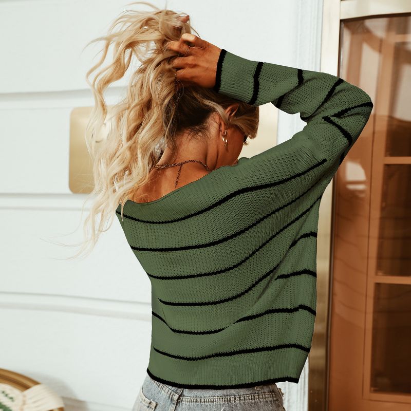 Women's Striped Drop Long Sleeve Sweater Top - Cupshe, 4 of 7