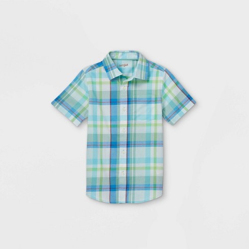 Boys' Woven Short Sleeve Button-down Shirt - Cat & Jack™ Light Blue ...