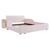 TIRAMISUBEST Full/Queen Size Upholstered Grounded Bed, Velvet Platform Bed Mother & Child Bed with Bedside Desk and Little Round Stool - 3 of 4