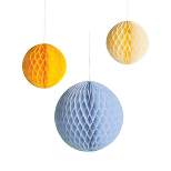 3ct Honeycomb Ball Decor Pack Blue/Yellow - Spritz™