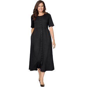 Woman Within Women's Plus Size Button-Front Essential Dress - 1 of 4