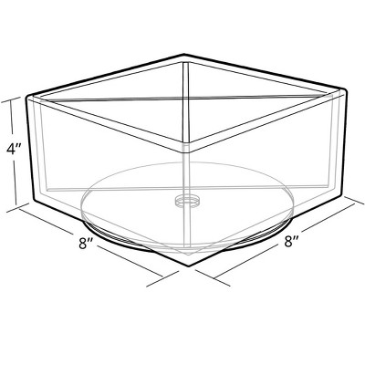 Clear Acrylic Four Compartment Revolving Desk Organizer 8"W x 8"D x 4"H
