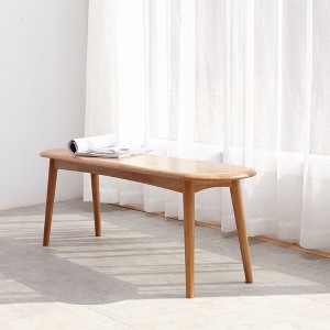 CAVINAS Modern Natural Solid Wood Ottoman Bench,Simple Oval Dining Bench for Living Room,Dining Room - 1 of 4