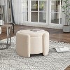 VYNXARIA Ottomans and Benches - Beige Round Ottoman with Storage, 24.41" x 20.07" x 16.93" - 3 of 4