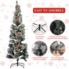 6.5FT Pencil Christmas Tree, Prelit Flocked Skinny Xmas Tree with 586 Branch Tips, 250 Lights, 8 Lighting Modes, Metal Stand, for Christmas Decor - 2 of 4