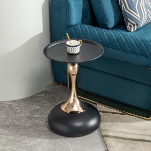 Vynxaria Black small round side coffee table for small space - 1 of 4