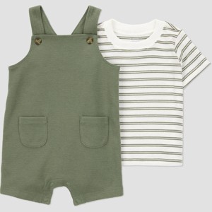 Carter's Just One You® Baby Boys' 2pc Short Sleeve T-Shirt & Overalls Set - Green - 1 of 4