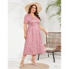 Coolmee Womens Summer Plus Size Maxi Dress Front Twist Short Sleeve Casual V Neck A Line Flowy Loose Long Dress - 2 of 4