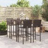 vidaXL 5-Piece Patio Bar Set - Outdoor Garden Furniture Set with Weather-Resistant Poly Rattan, Comfortable Stools, Glass-Top Table - Brown - 2 of 4