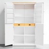 Kitchen Pantry Cabinet with 2 Drawers, Adjustable Shelves & 8 Door Racks, Freestanding Farmhouse Storage Cupboard for Kitchen Dining Room - 2 of 4