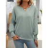BLUEMING Womens Casual Shirts Long Lantern Sleeve Dressy V Neck Tunic Blouses Loose Business Work T-Shirts - 3 of 4