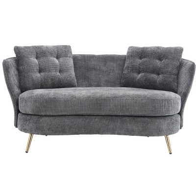 NicBex 64.2 Inch Loveseat Sofa with 2 Pillows Upholstered 2 Seater Couch with Golden Metal Legs for Living Room,Apartment