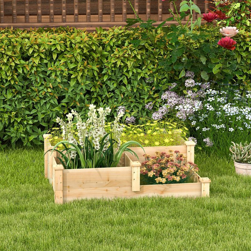Tangkula 3-Tier Outdoor Raised Garden Bed Fir Wood Elevated Flower Box Backyard, 3 of 11