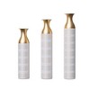 DOMETOUR Set of 3 Floor Metal Vases Decorated White Metal Vases Gorgeous Home Decoration Large Glazed Metal Vases 24in/28.7in/33.5in Height - 2 of 4