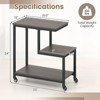 Costway 1/2 PCS Modern G-Shaped End Table Home 3-Tier Side Table with Storage Shelves Accent Table Gray/White/Brown - 3 of 4