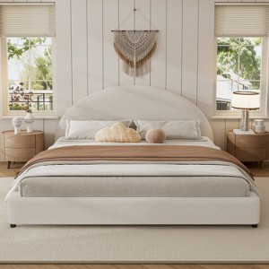 Christopher Knight Home Saria Modern Boucle Upholstered Bed with Half-Round Curved Headboard - 1 of 4