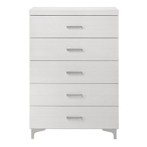32" Wood Chest with 5 Dovetail dressers and Chrome Metal Legs, Contemporary Style - 1 of 4