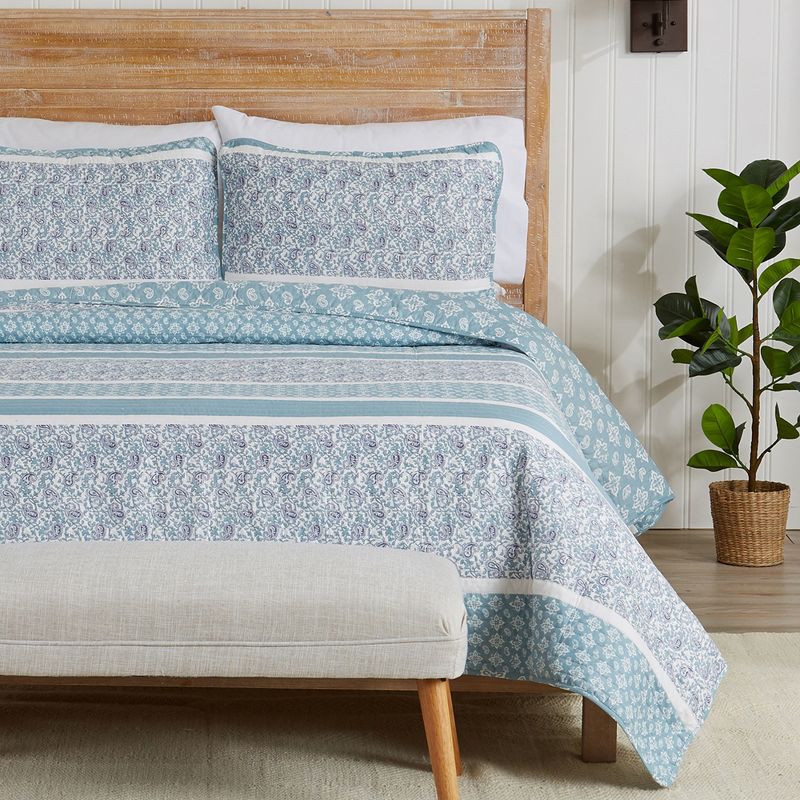 Great Bay Home Stripe Reversible Quilt Set With Shams, 1 of 8