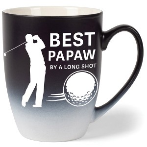 Elanze Designs Best Papaw By A Long Shot Two Toned Ombre Matte Black and White 12 ounce Ceramic Stoneware Coffee Cup Mug - 1 of 4