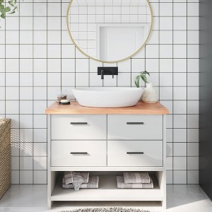 vidaXL Bathroom Countertop Light Brown 39.4 in.x23.6 in.x(0.8 in.-1.6 in.) Treated Solid Wood - 1 of 4