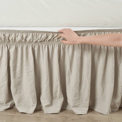 Neutral Polyester Ruched Ruffle Twin/Full Bed Skirt