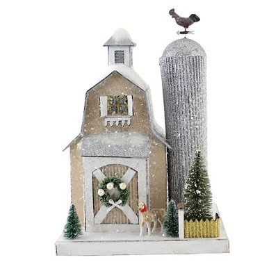 Cody Foster 11.5" Sparkly Winter Barn Christmas Snow Farm Horse  -  Decorative Figurines