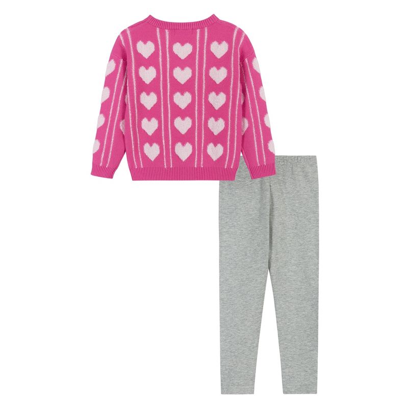 Andy & Evan  Toddler  Girls Heart Faux Shearling Sweater & Legging Set, 3 of 6