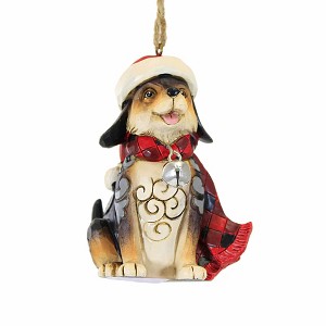 Jim Shore 3.25 In Highland Glen Dog Plaid Scarf Ornament Heartwood Creek Tree Ornaments - 1 of 3