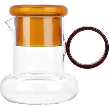 Elle Decor Amber Ring Pitcher Set, Carafe and Water Drinking Glass Lid 2 Piece Set