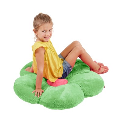 Bright Green Flower-Shaped Kids Floor Cushion