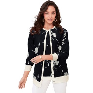 Jessica London Women's Plus Size Fine Gauge Cardigan - 1 of 4