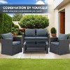 ELJGET 4 Pieces Patio Conversation Set, Outside Rattan Sectional Sofa Furniture Set with Cushion for Garden, Porch, Backyard, Grey - 4 of 4