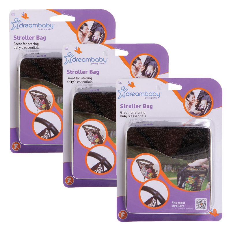 Dreambaby® Strollerbuddy® Stroller Net Bag - Black Mesh, Pack of 3, 1 of 7