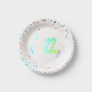 20ct Iridescent Happy Birthday Snack Plates - Spritz™ - 1 of 3