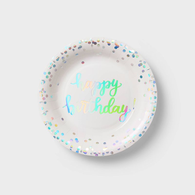 20ct Iridescent Happy Birthday Snack Plates - Spritz&#8482;, 1 of 4