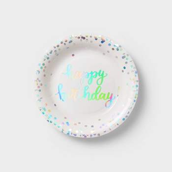 20ct Iridescent Happy Birthday Snack Plates - Spritz™