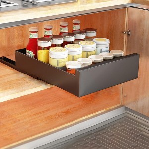 Cabinet Sliding Rack Carbon Steel Medium Drill-Free Retractable Organizer for Kitchen Dishes - 1 of 4